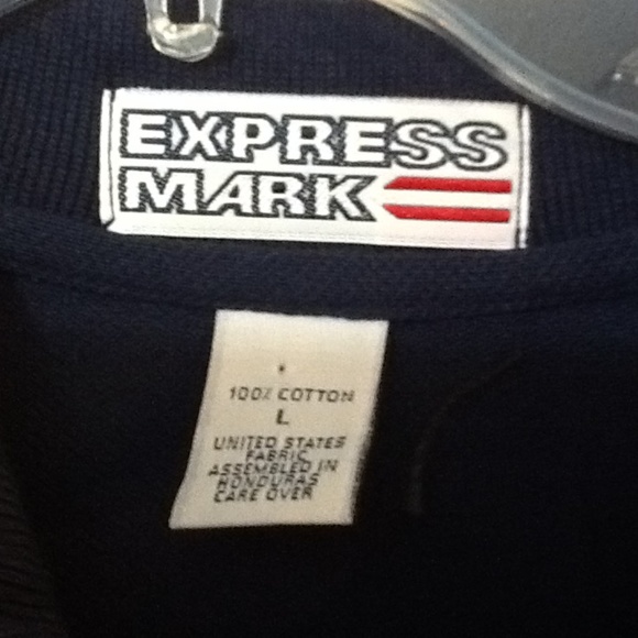 Express Mark Navy Collared Henley Long Sleeve Polo Shirt Large - Picture 2 of 5